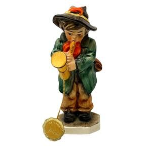 Friedel Figure Bavarian Boy Playing Saxophone Hand-Painted Numbered Tag Germany